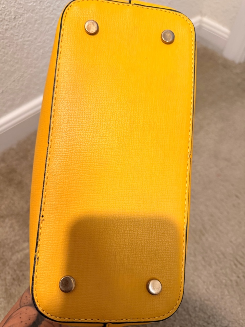 Balenciaga Yellow Leather Logo Dome Satchel with Black Print - Picture 5 of 7